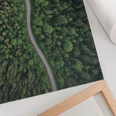 Stampa su tela moderna Strada serpeggiante immersa nella foresta, atmosfera tranquilla