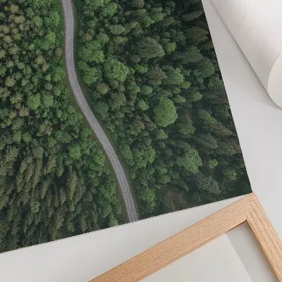 Stampa su tela moderna strada serpeggiante immersa nella foresta dall'atmosfera tranquilla