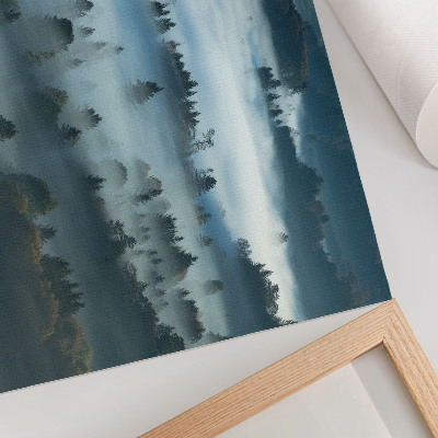 Poster dai colori saturi Alberi verdi nella nebbia, atmosfera tranquilla, colori tenui