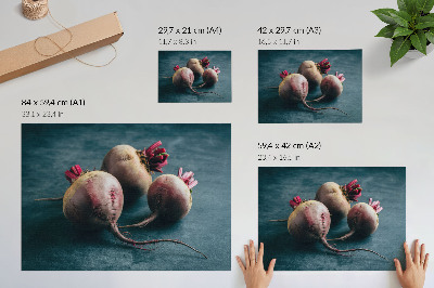Poster murale di alta qualità Tre barbabietole, la bellezza minimalista e grezza della natura