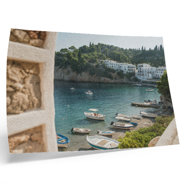 Poster dai colori saturi Baia delle barche Colline del Mediterraneo