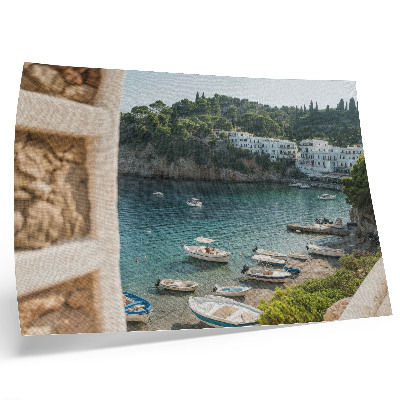 Poster dai colori saturi Baia delle barche Colline del Mediterraneo
