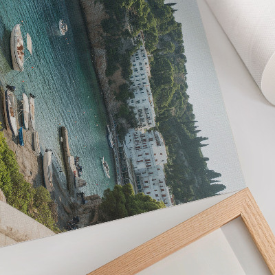 Poster dai colori saturi Baia delle barche Colline del Mediterraneo