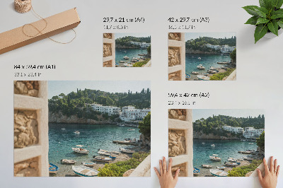 Poster dai colori saturi Baia delle barche Colline del Mediterraneo