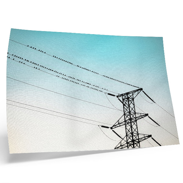 Poster Uccelli sui cavi elettrici cielo blu