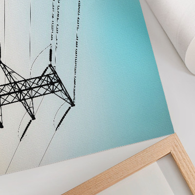 Poster Uccelli sui cavi elettrici cielo blu