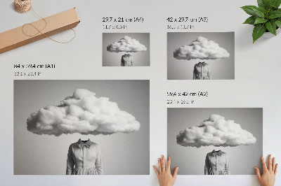 Poster murale di alta qualità Motivo minimalista surrealista nuvola bianca