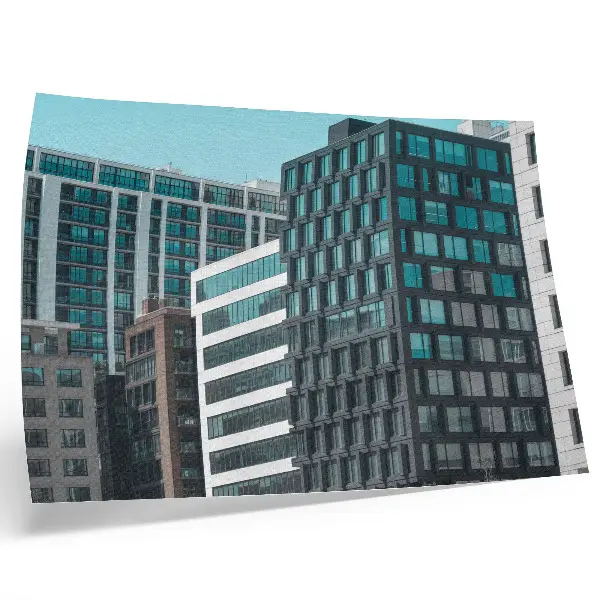 Poster edifici moderni con geometria del vetro e armonia
