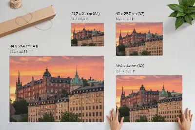 Poster murale di alta qualità tramonto su edifici in un'atmosfera storica
