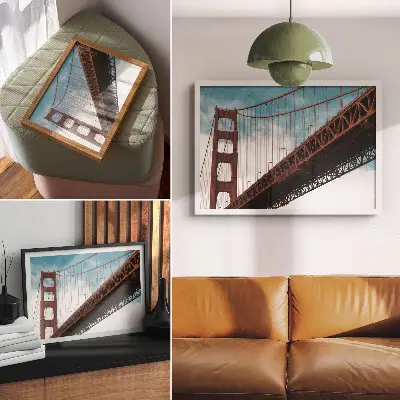 Poster con ponte e colori saturi dettagli che si stagliano contro il cielo