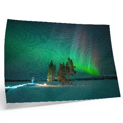 Poster murale di alta qualità La magia dell'aurora boreale, colori mozzafiato e un'atmosfera di pace.