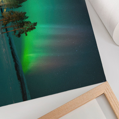 Poster murale di alta qualità La magia dell'aurora boreale, colori mozzafiato e un'atmosfera di pace.