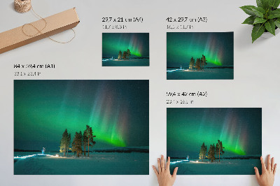 Poster murale di alta qualità La magia dell'aurora boreale, colori mozzafiato e un'atmosfera di pace.