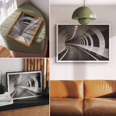 Stampa su tela moderna con design a tunnel spaziale geometrico