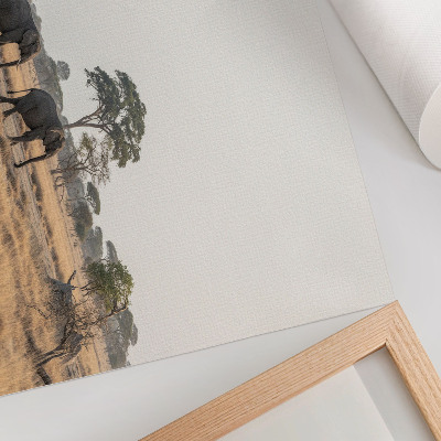 Poster Elefanti nella savana africana tra gli alberi