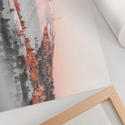Poster dai colori saturi Un paesaggio invernale nei toni del rosa e del bianco