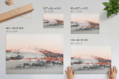 Poster dai colori saturi Un paesaggio invernale nei toni del rosa e del bianco