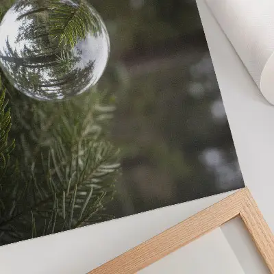 Stampa su tela moderna sfera di cristallo su sfondo con ramo di pino
