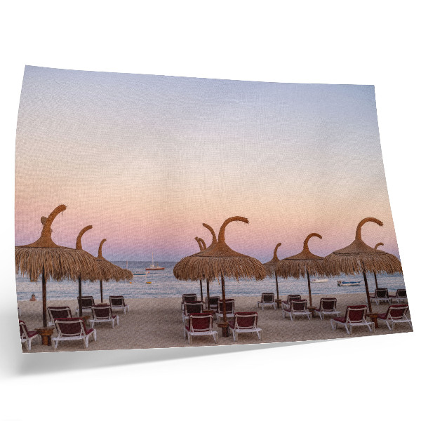 Poster dai colori saturi Mare azzurro e calmo, delicato orizzonte rosa