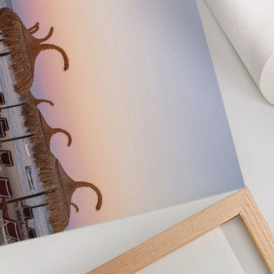 Poster dai colori saturi Mare azzurro e calmo, delicato orizzonte rosa