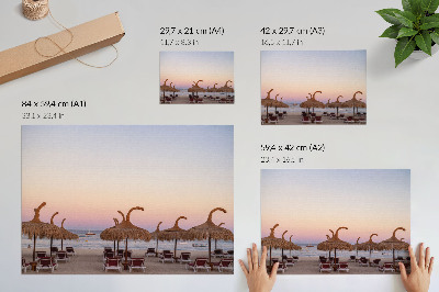 Poster dai colori saturi Mare azzurro e calmo, delicato orizzonte rosa