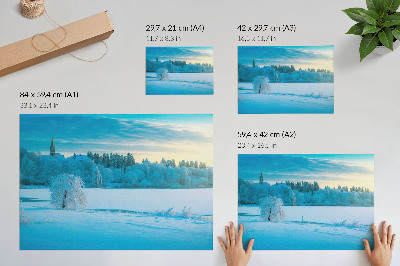 Poster murale di alta qualità Paesaggio invernale, calma, cielo, lago, alberi