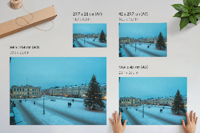 Poster Paesaggio invernale, architettura classica, atmosfera natalizia