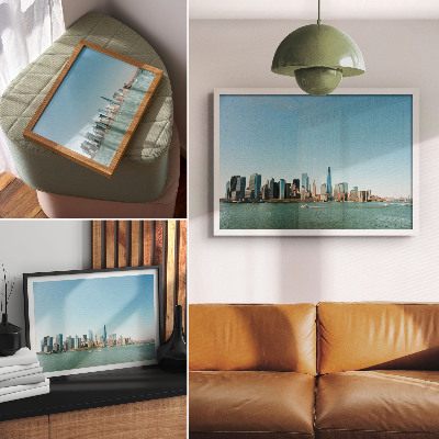 Poster Grattacieli moderni, cielo azzurro, grande acqua