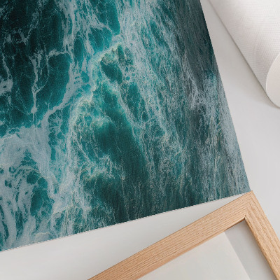 Poster murale di alta qualità Onde oceaniche turchesi con schiuma bianca