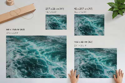 Poster murale di alta qualità Onde oceaniche turchesi con schiuma bianca