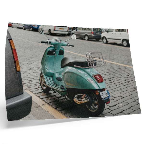 Stampa su tela moderna Scooter vintage su strada acciottolata urbana