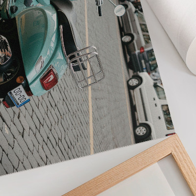 Stampa su tela moderna Scooter vintage su strada acciottolata urbana