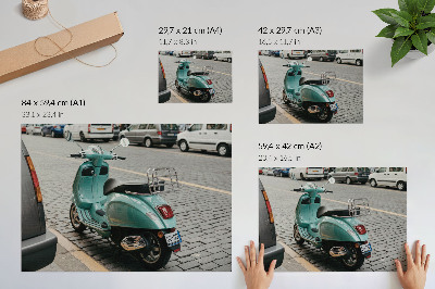 Stampa su tela moderna Scooter vintage su strada acciottolata urbana