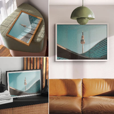 Poster Cielo azzurro, edificio moderno, torre cittadina