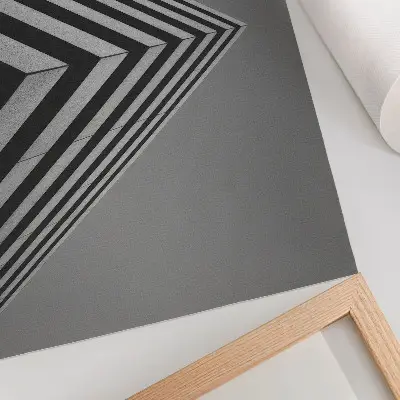 Poster dai colori saturi con simmetria, linee, monocromia e composizione dinamica
