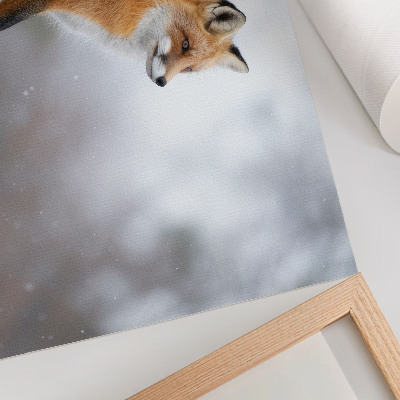 Poster murale di alta qualità Una volpe nel paesaggio invernale, la dolce pace della natura