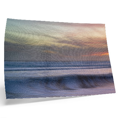 Stampa su tela moderna Onde oceaniche color pastello e il sole al tramonto