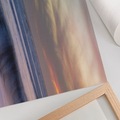 Stampa su tela moderna Onde oceaniche color pastello e il sole al tramonto