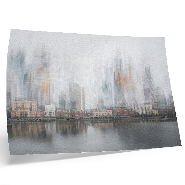 Poster dai colori saturi Città nebbiosa, riflesso pastello, modernità