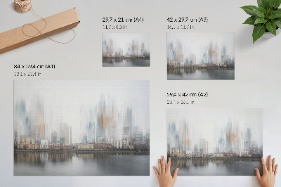 Poster dai colori saturi Città nebbiosa, riflesso pastello, modernità