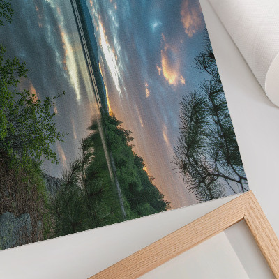 Poster murale di alta qualità Riflessi del lago cielo verde alberi calma