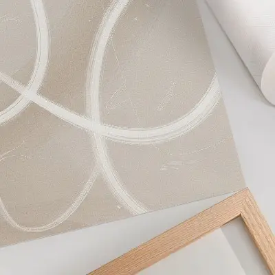 Poster murale di alta qualità con sottili onde beige e linee delicate