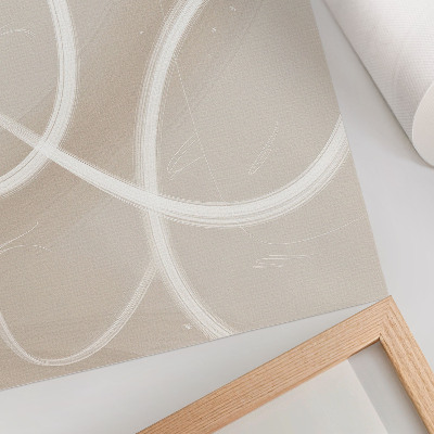 Poster murale di alta qualità Sottili onde beige e linee delicate