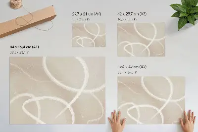 Poster murale di alta qualità con sottili onde beige e linee delicate