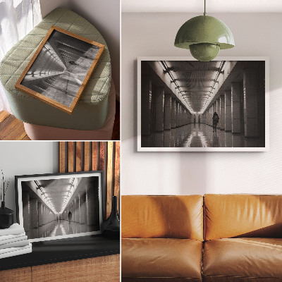 Poster murale di alta qualità Corridoio monocromatico con colonne