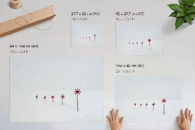 Stampa su tela moderna Stelle invernali minimaliste bianche e rosse