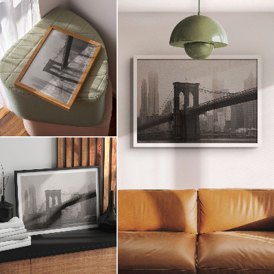 Poster Il ponte e la città in sfumature di grigio, pace ed eleganza