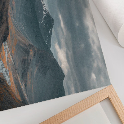 Poster dai colori saturi Montagne malinconiche, ruscelli arancioni, nuvole drammatiche