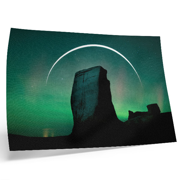 Stampa su tela moderna cielo notturno roccia tonalità verdi atmosfera cosmica
