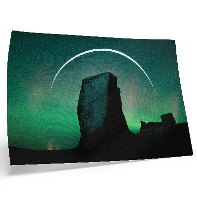 Stampa su tela moderna cielo notturno con rocce nei toni del verde e atmosfera cosmica